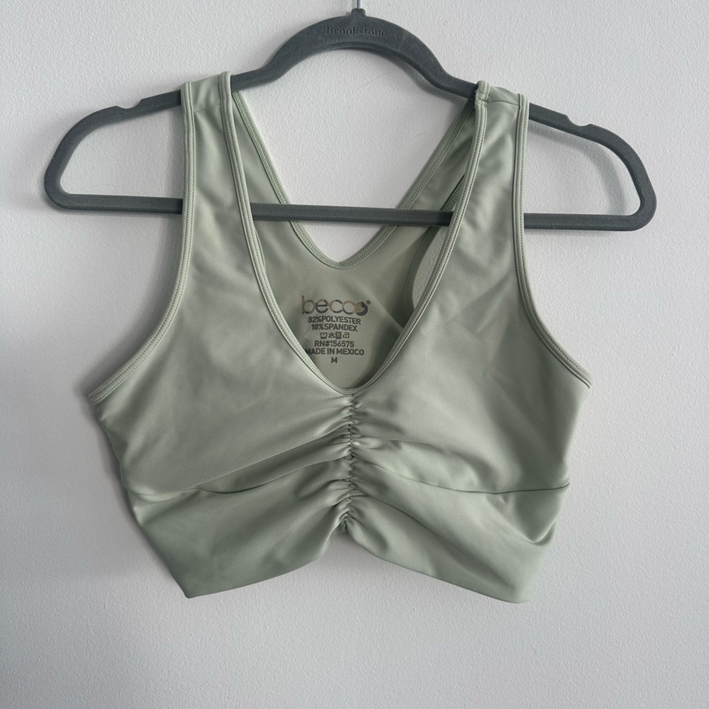 BECCA Green Ruched Sports Bra